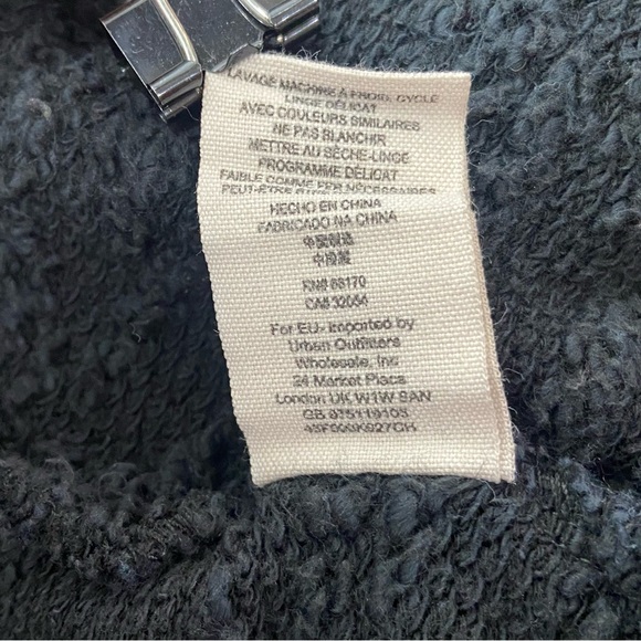 Free People In The Loop Cardigan Sweater Waterfall Black Terry Pockets zip Sz M - Picture 6 of 8